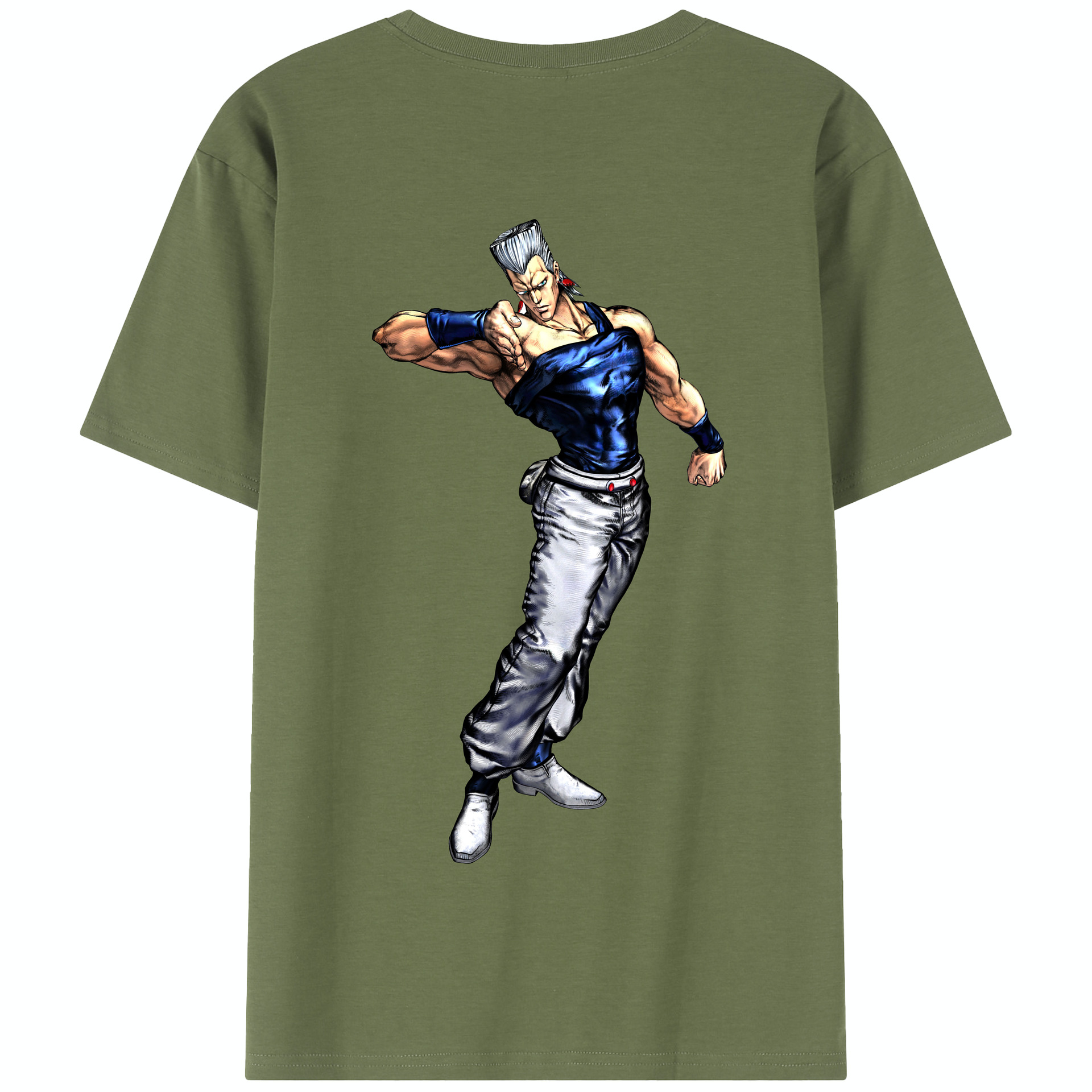 （画像用） ジョジョの奇妙な冒険 ジャン＝ピエール?ポルナレフ JoJo's Bizarre Adventure Jan Pierre Polnareff 綿100％半袖Tシャツ（背面プリント）
